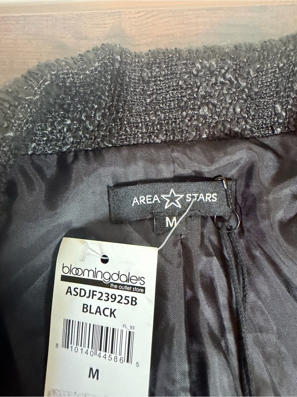 Bloomingdale's Area Stars Black Tweed Double-Breasted Blazer with Gold Buttons - Picture 7 of 12